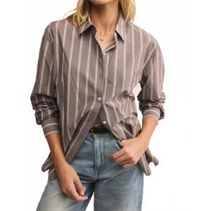 NEW Z SUPPLY seaport striped poplin button up shirt in sandalwood